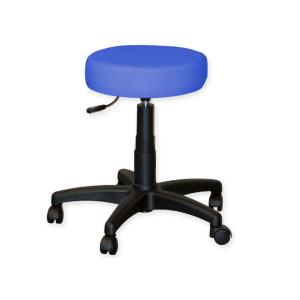 Sgabello ad altezza regolabile 46-60 cm con sedile imbottito Ø 36 cm e base con ruote - blu