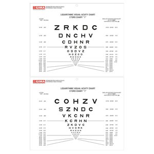Escala Optométrica frente e verso - distância 40 cm - 23 × 17 cm