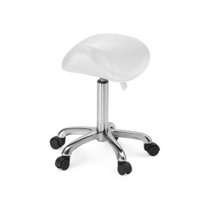 Sgabello Ergo ad altezza regolabile 52 - 67 cm con sedile imbottito e base con ruote - senza schienale - bianco