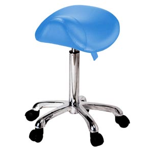 Taburete Ergo regulable en altura 52-67 cm con asiento almohadillado y base con rueda - sin respaldo - azul