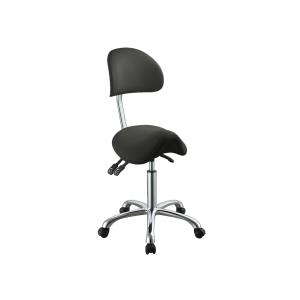 Sgabello Ergo B ad altezza regolabile 62 - 78 cm con sedile imbottito e base con ruote - con schienale - nero