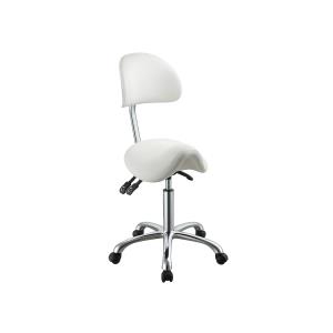 Banco Ergo B com altura regulável 62-78 cm com assento estofado e base com rodas - com encosto - branco