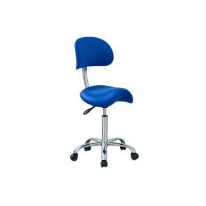 Sgabello Ergo B ad altezza regolabile 62 - 78 cm con sedile imbottito e base con ruote - con schienale - blu