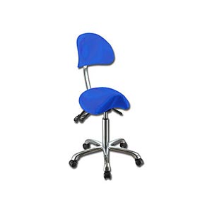 Sgabello Ergo B ad altezza regolabile 62 - 78 cm con sedile imbottito e base con ruote - con schienale - blu