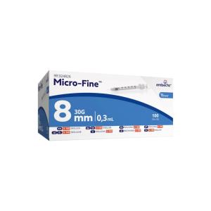 Seringa de insulina Micro-Fine™+ com agulha 30 G × 8 mm - de 0,3 ml