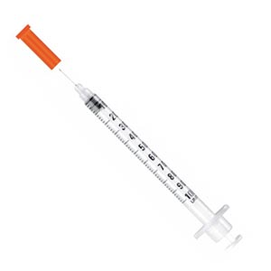 para Insulina latex free de 3 piezas de 0,5 ml con aguja termosellada con espacio cero 30 G x - 0,3 x 8 mm