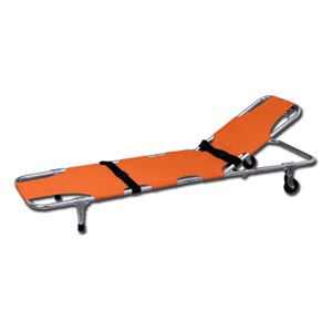 Brancard pliable en 2 parties avec roues - orange