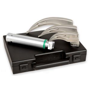 Set laryngoscope Gima Green F.O. LED 3,5 V adultes avec 3 lames Mc-Intosh 2-3-4