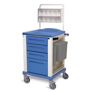 Carrello in tecnopolimero Medicazione standard blu - 4 cassetti
