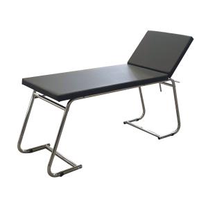 Camilla de exploración médica de acero cromado con colchón negro