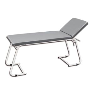 Table d'examen en acier - matelas gris