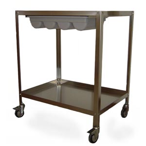 in inox con cassetto - 2 ripiani con bordi