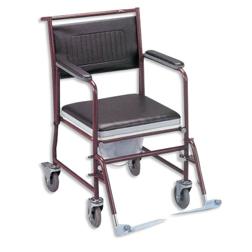 Cadeira de banho e sanitária envernizada com rodas - assento 44 cm