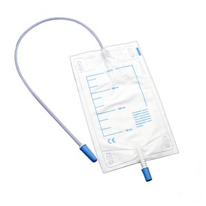 Sacca urina da gamba con valvola e rubinetto 750 cc - tubo da 10 cm