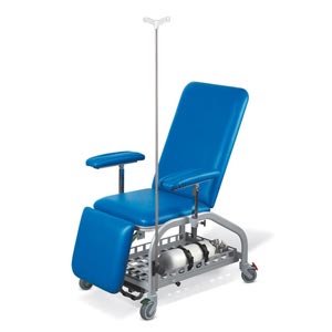 Silla para donantes de sangre con ruedas - azul