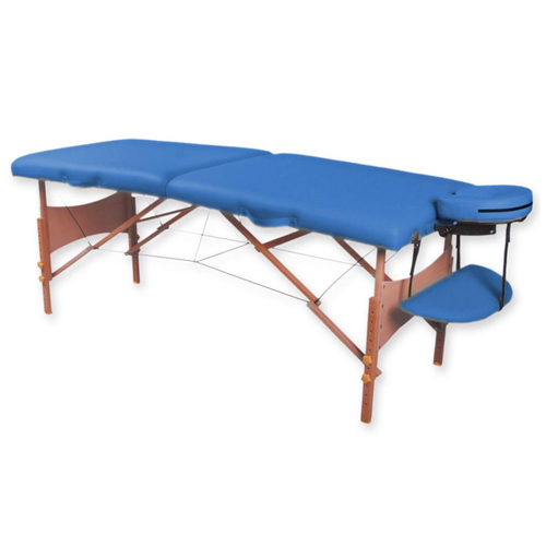 Table de massage en bois à 2 sections - bleue