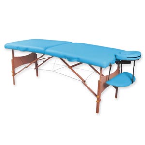 Table de massage en bois à 2 sections - turquoise