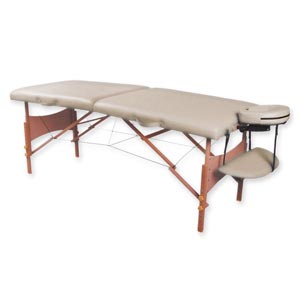 Table de massage en bois à 2 sections - crème