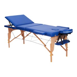 Table de massage en bois 3 sections - bleue