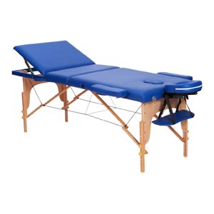 Marquesa para massagem de madeira com 3 secções - azul