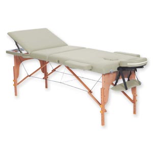 Table de massage en bois 3 sections - crème