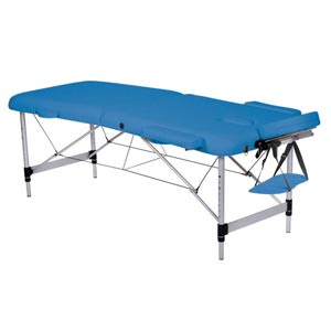 Table pliante en aluminium à 2 sections - bleu