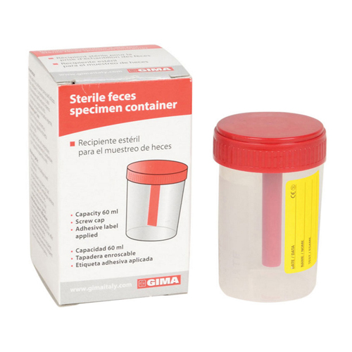 Recipiente para heces estéril con caja - 60 ml