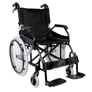 Cadeira de Rodas Prince em alumínio com assento de 46 cm - tecido preto