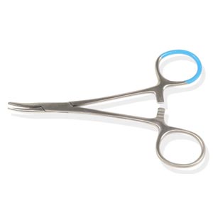 Pinça curva hemostática Halstead-Mosquito descartável para artérias - 12,5 cm