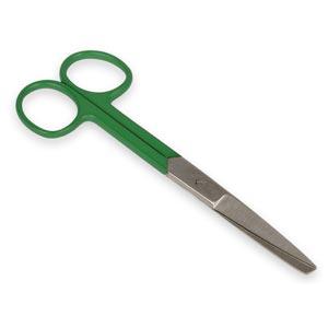 Forbici rette in acciaio punte alterne verdi - 14 cm