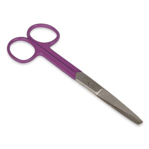 Tijeras rectas en acero con puntas alternas, lila - 14 cm