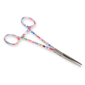 Pinza para arterias en acero, fantasia de lunares - 16 cm