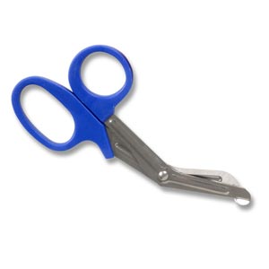 Tijera para vendajes en acero y mango en plástico azul - 16,5 cm