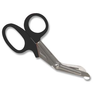Tijera para apósitos de acero con asas de plástico negras - 19 cm