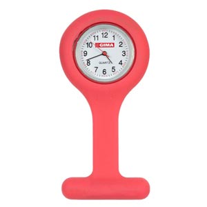 Montres pour infirmières en silicone - ronde - rouge