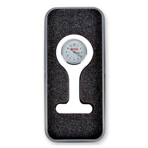 Orologio per infermiere rotondo con custodia - bianco
