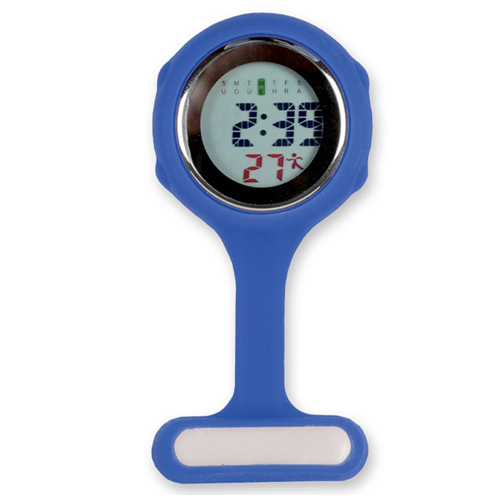 Reloj para personal de enfermería digital redondo - azul