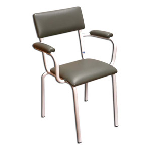 Cadeira - assento acolchoado com braços - cinza