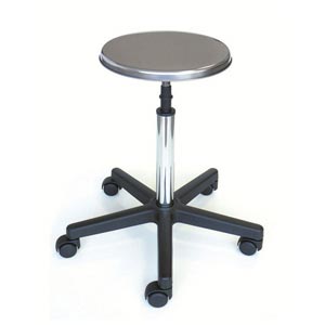 Taburete de 28 cm de diámetro con ruedas y altura regulable de 51 a 63 cm
