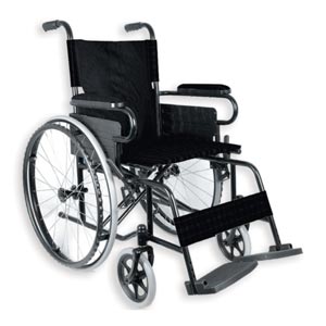 Cadeira de rodas Value em tecido nylon preto com rodas sólidas - assento 41 cm