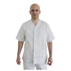 Túnica unissexo com molas de pressão branca – tamanho XS
