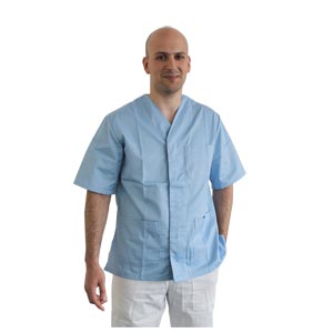 Túnica com botões automáticos unisex - azul claro - XS