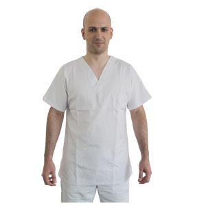 Casaca unisex de algodón mixto -Blanca  - Talla 54/56