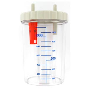 Vaso da 1 litro con coperchio, autoclavabile per aspiratore