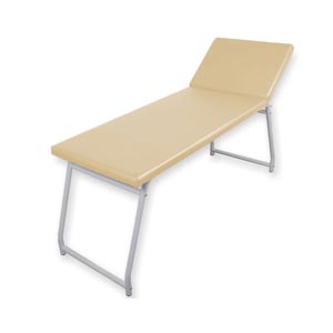 Lettino da visita Value in acciaio cromato - materasso beige