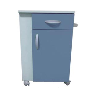 Comodino Febo con porta bottiglia - blu avio RAL 5014