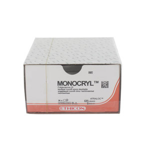 Sutures résorbables Ethicon Monocryl™ en polyglécaprone, aiguille 3/8 de 19 mm, USP 4/0 - fil 70 cm - incolores