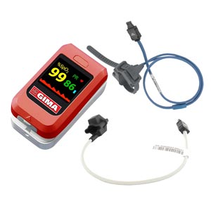 KIT saturimetro Oxy-10 con sensore adulti incorporato, sensore neonatale e pediatrico in gomma