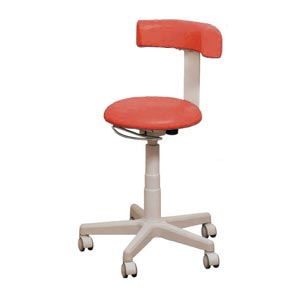 Sgabello Gynex ad altezza regolabile 53 - 66 cm con sedile imbottito e base con ruote senza anello - rosso Mosca