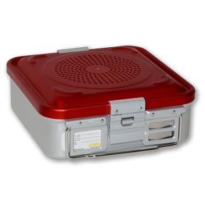 Caja de esterilización con 1 filtro, rojo - 285×280×100 mm